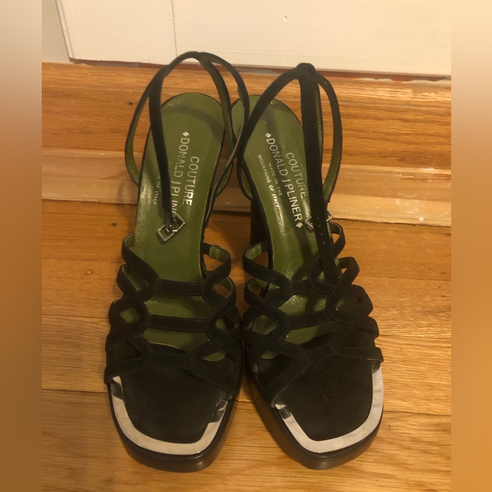 Donald J. Pliner strappy black high heels size 7.5M.